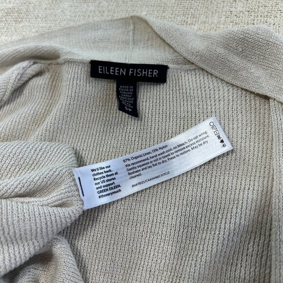 Eileen Fisher Women's SZ Small Gray Beige 100% Linen Open Front Cardigan - Picture 7 of 9